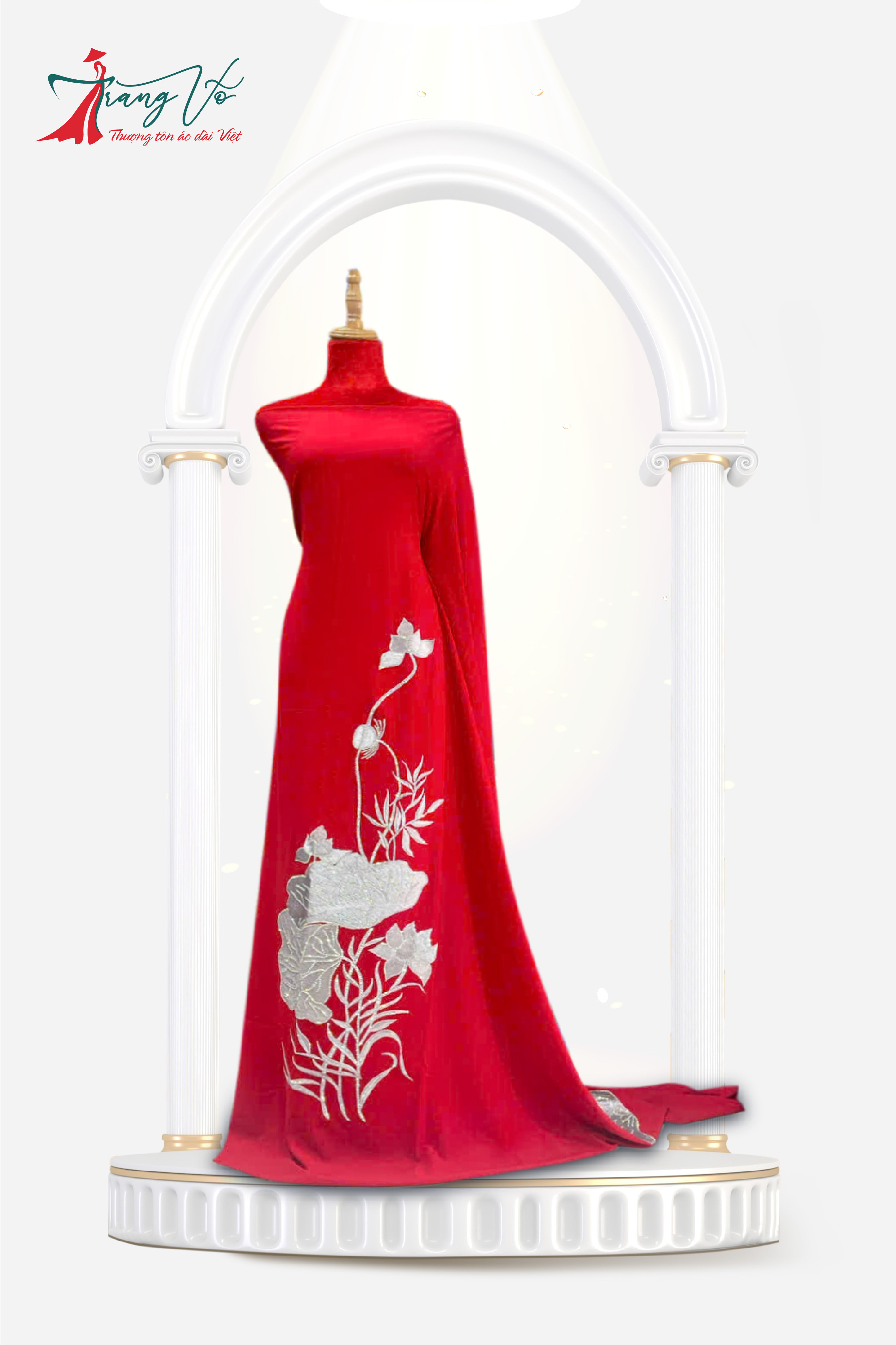 LEN Ý THÊU ÉP ĐÁ CAO CẤP HỌA TIẾT SEN TRẮNG #06112404